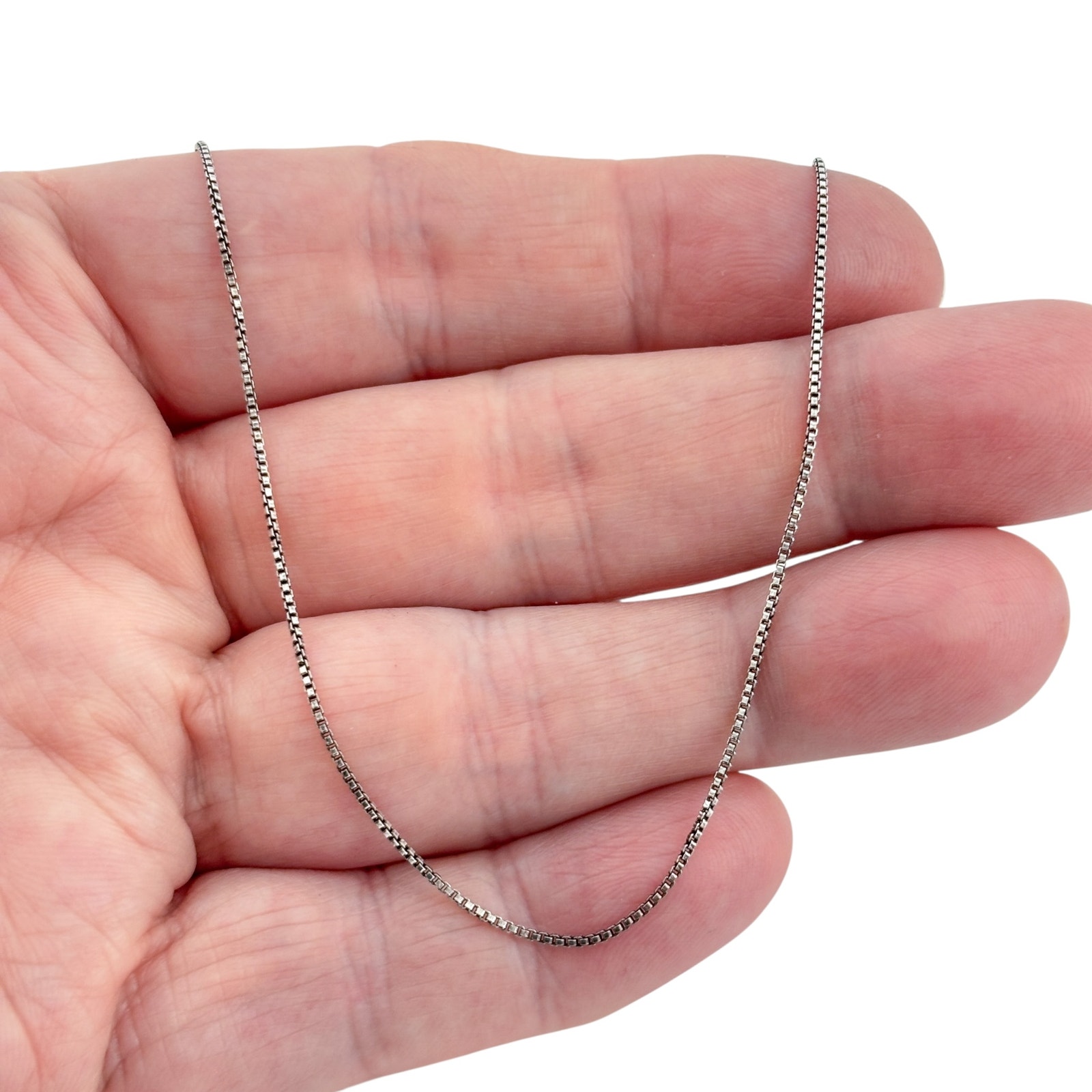 Vintage Italian Sterling Silver 925 Box Link Chain Necklace 18